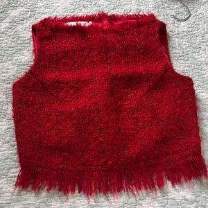 Fringed Red Tank Top